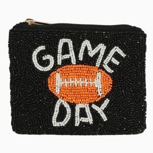 #93551 Trendy Chic Fabulous GAME DAY Beaded Coin or Lipstick Purse Pouch